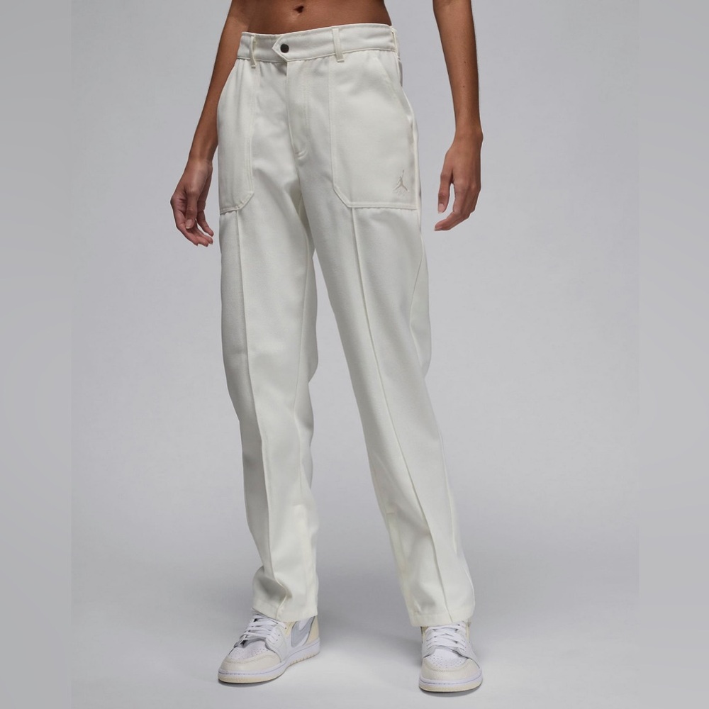 Nike Air Jordon Women’s Fleece Woven Straight Leg Ivory Trousers Sz Large NWT